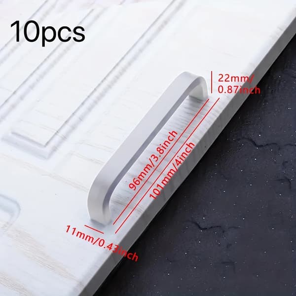 Skåpluckor, Aluminium Material, Modern Design,10Pcs Silverfärgad 96mm