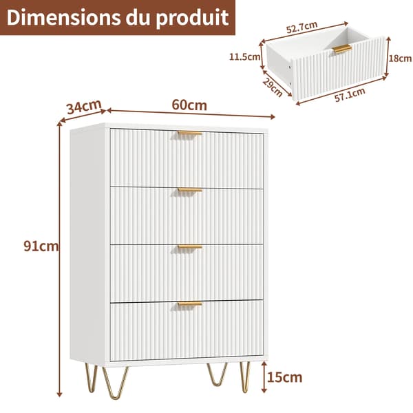 Kommode, Moderne Minimalistisk Design, God Opbevaringsplads,Hvid
