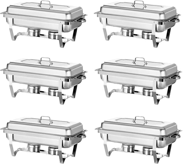 Chafing Dish Sæt, Rustfrit Stål, Temperaturkontrol,6 Pakke 1 2 GN