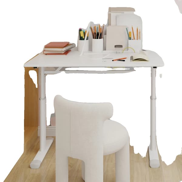Højdejusterbart Studiebord, Ergonomisk Design, Pladsbesparende Funktion,Hvid
