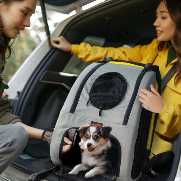 Hundtransportör, 2 i 1-design, Andningsbart tyg,GUL