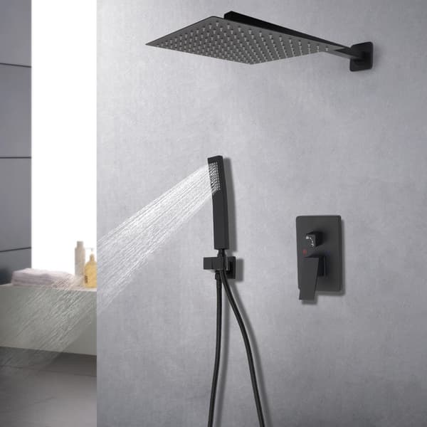 Duschsystem, Väggmonterad Installation, Justerbar Temperaturkontroll,svart