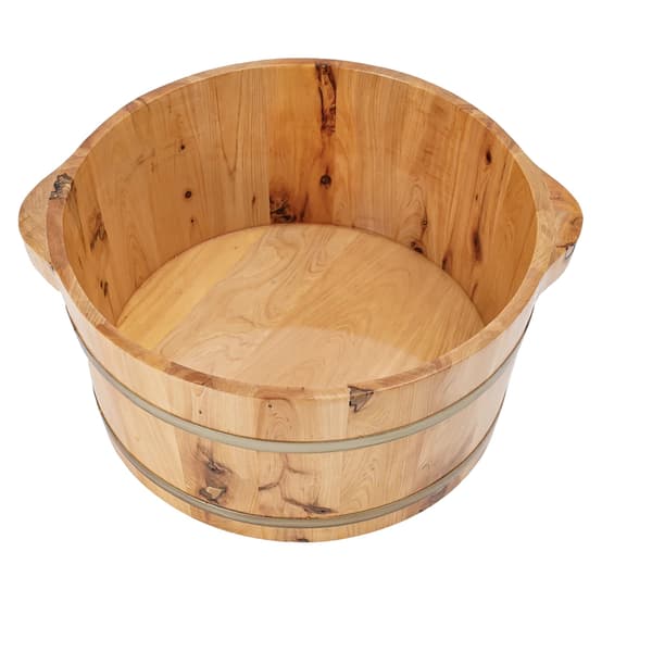 Fodbadekar, Holdbar Trækonstruktion, Elegant Rundt Design,Appelsin