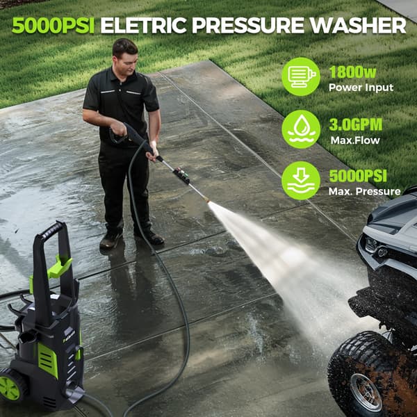 Elektrisk högtryckstvätt, 5000 PSI, 3.0 GPM,PW80 1800W