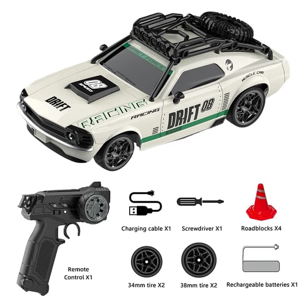 Fjärrkontroll Bil, Höghastighetsprestanda, Driftingfunktioner, VIT
