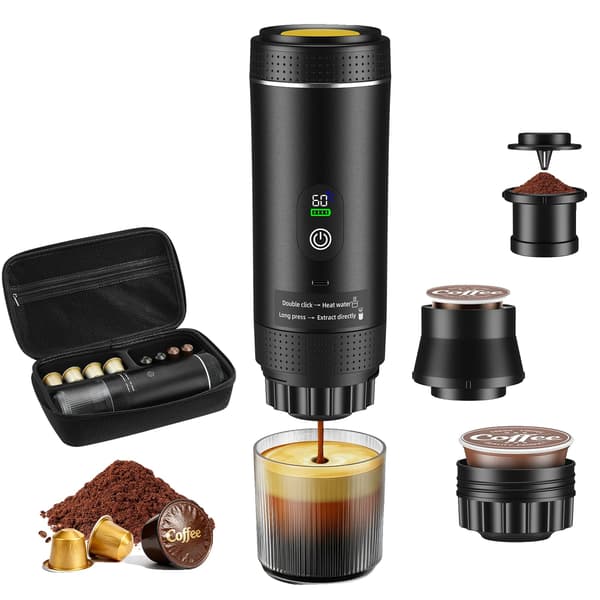 Mini Kaffemaskine, Bærbar Design, USB-C Drevet,sort