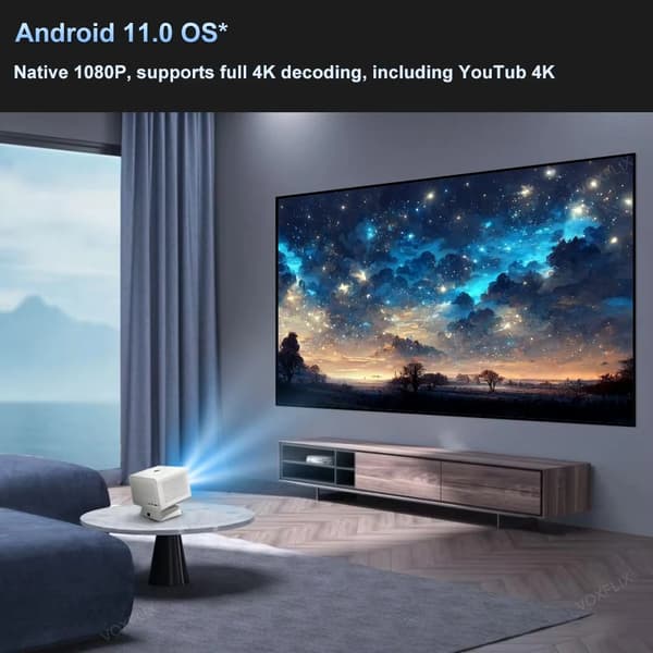 Projektor, 4K understøttelse, Bluetooth-forbindelse,VOXFLIX X9 ultra, EU stik