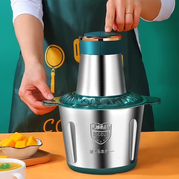 Elektrisk Kødsliber, 2 Hastigheder, Rustfrit Stål Design,2L Grøn