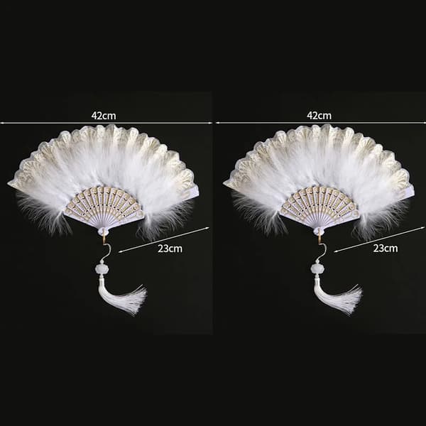 Håndvifte, Bambus og Fjer Materiale, Elegant Design,2stk sæt2