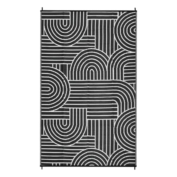 Udendørs tæppe, vandtæt, vendbart design,Sort-b, 152x244cm-b