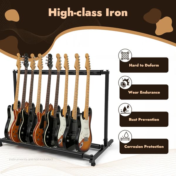Guitar Stativ, Holder 9 Instrumenter, Stabil Moderne Design,sort