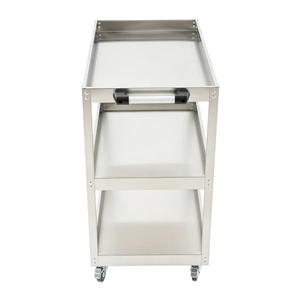 Serveringsvogn, 3-lags design, robust med hjul,Sølv