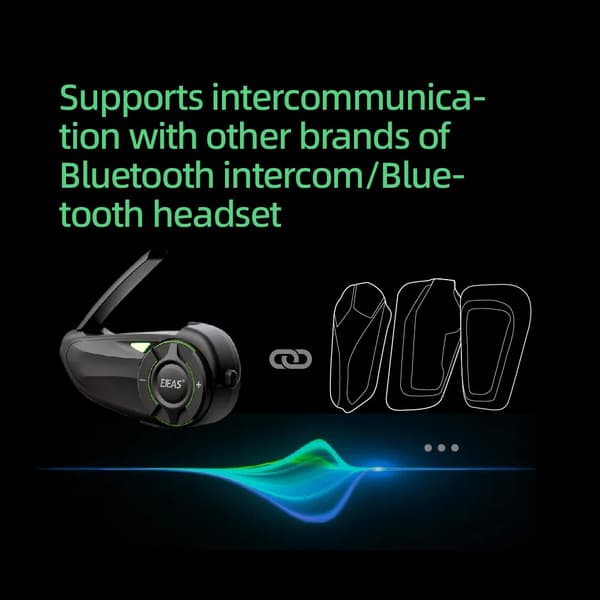Intercom-system, Bluetooth 5.1, Vandtæt IP65,1PC Q8 og 1PC EUC