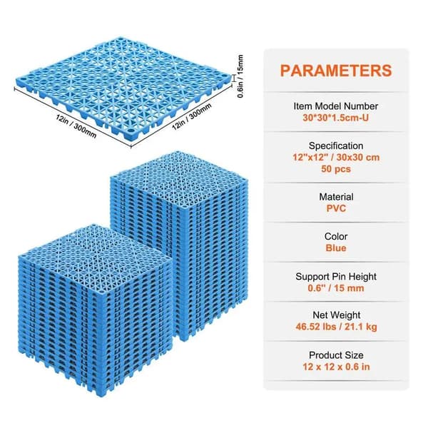Sammanlänkande Plattor, PVC Material, Modern Design, Blå