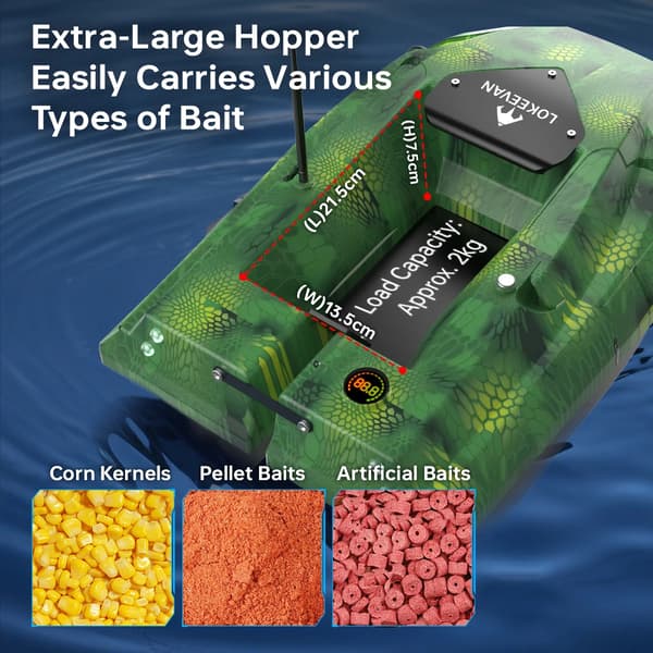 Baitbåd, GPS-navigation, sonar-detektion,D50E-Grøn Slangeprint