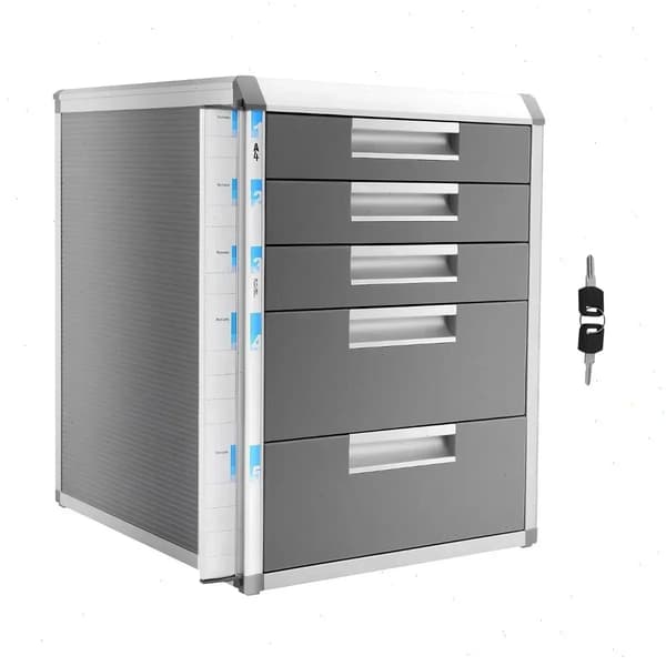 Skuffeorganisator, låsbar opbevaring, 5-lags design,GRÅ