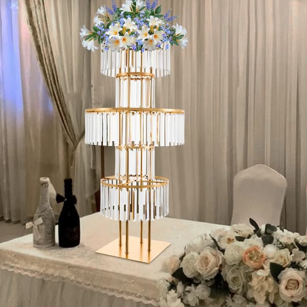 Blomsterstand, 5 niveauer, elegant guldramme,Guld