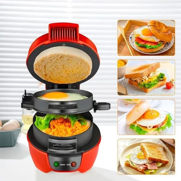 Frukostmaskin, Multifunktionell Matlagning, Non-Stick Plattor,EU, 200796