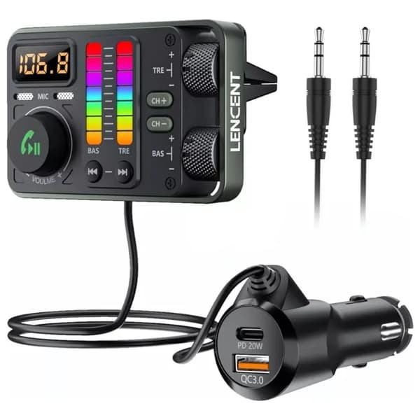 Bluetooth FM-sändare, Snabbladdning 3.0, Handsfree-samtal,Vit