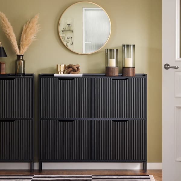 Sko Skab, Pladsbesparende Design, Støvbeskyttelse,sort