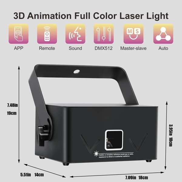 Laserlys, Bluetooth-kontrol, RGB-effekter,3W, EU STIK