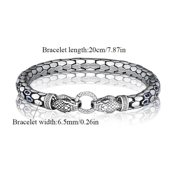 Armband, 925 Sterling Silver, Retro Ormhuvud Design,Silverpläterad