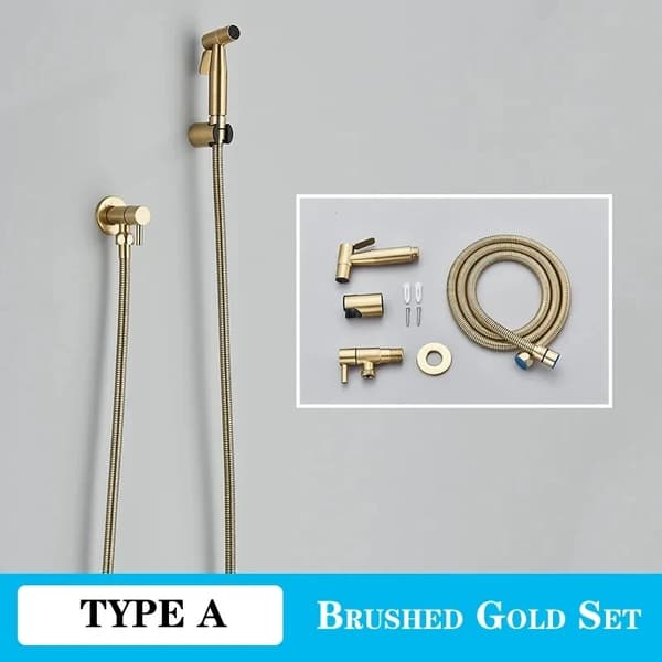 Bidet Sprayer, Rustfrit Stål, Væghængt,Børstet Guld