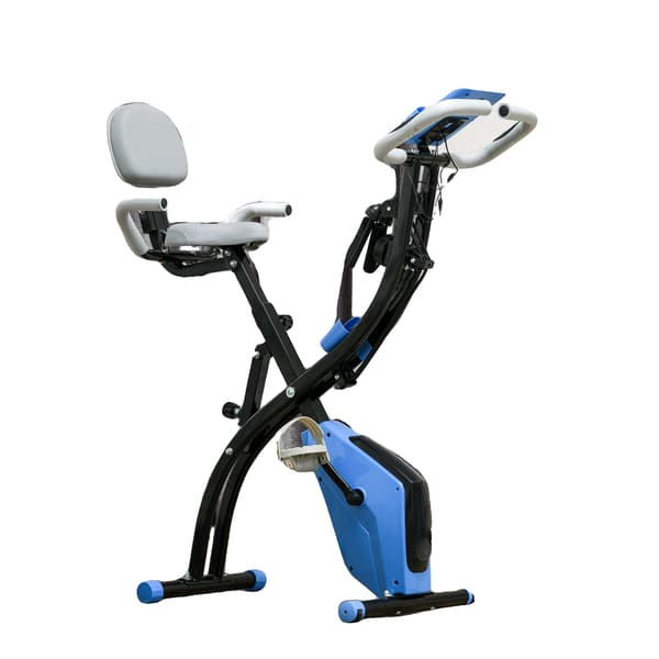 Motionscykel, justerbart motstånd, kompakt design, Blå
