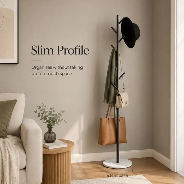 Klädhängare, Fristående Design, Marmorbas,svart
