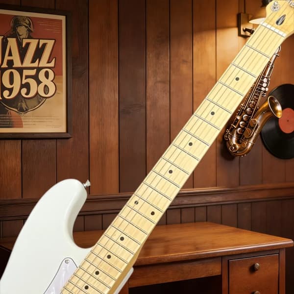 Gitarr, Mahognykropp, Justerbar Bro,39 inches, VIT