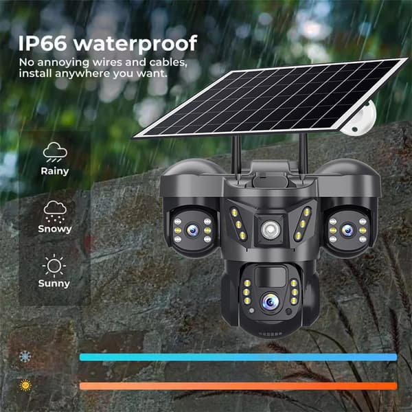 Solkamera, Triple-Lens, 4G-forbindelse,4G CCTV Ingen kort