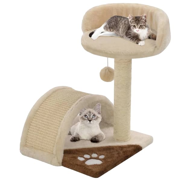 Kattträd, Hållbart Tyg, Dubbel Våning Design,Beige