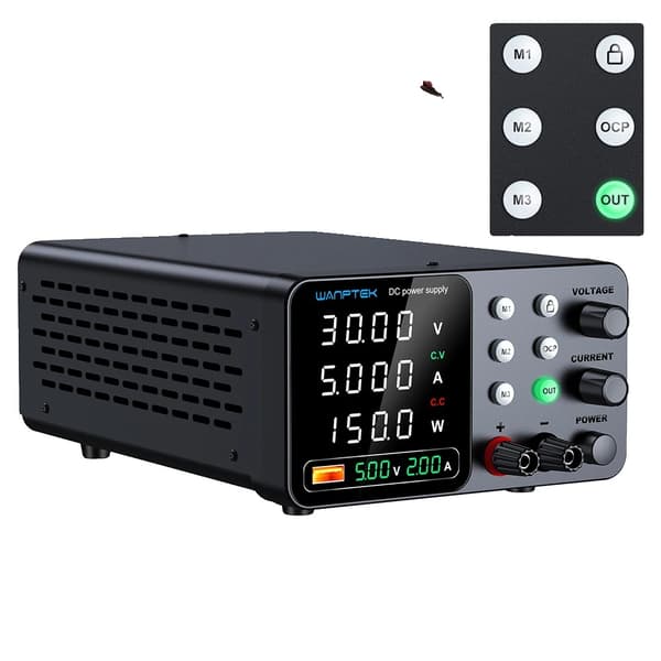 DC Strømforsyning, Justerbar Spænding, Kompakt Design,WJTPSC 30V 5A Sort