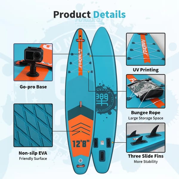 Ståupp Paddleboard, Bred Kroppsdesign, Hög Lastkapacitet,350*90*15cm 200kg +