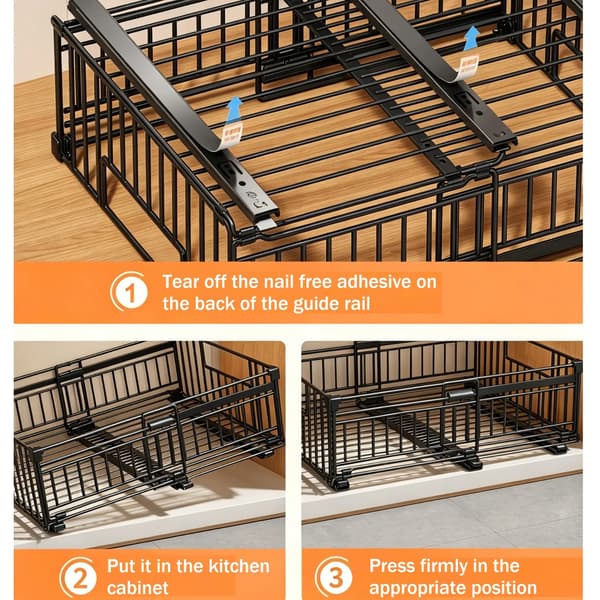 Förvaringshylla, utdragbar design, justerbar bredd,2Pcs-Rack