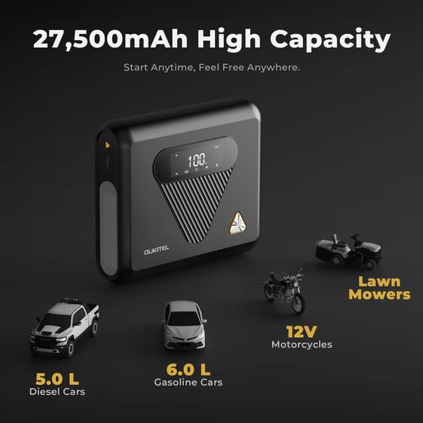 Startmotor, 27500mAh kapacitet, 1350A toppström, EU, C01E