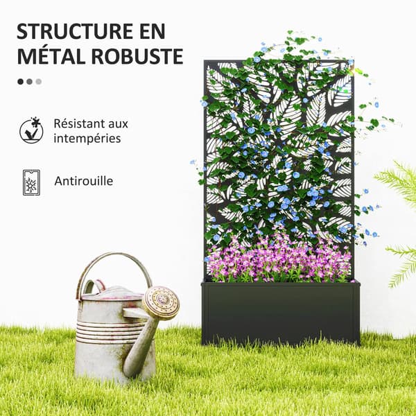 Planteringslåda, Metallmaterial, Dimensioner 30 x 30 x 60 cm, Stöder Klättrande Viner, Rostbeständig Yta, Robust Konstruktion