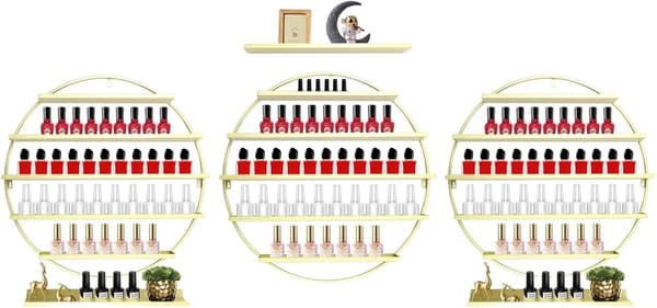 Neglelak Rack, 5-Lags Design, Væghængt,Guld