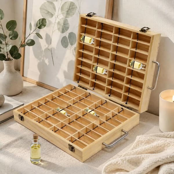 Opbevaringsboks, 64-ruders design, fritstående,Træ