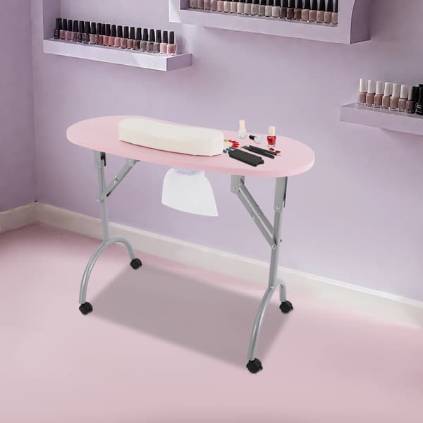 Manicurebord, Robust Konstruktion, Bærbart Design,Pink