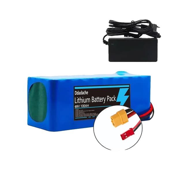 Litiumjonbatteripack, 100Ah kapacitet, 48V spänning, XT60-JST-laddare