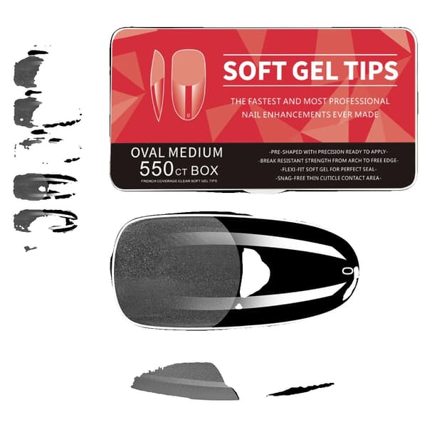 Falska nageltips, 550 stycken, fransk stil,Oval Medium