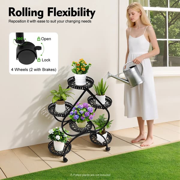 Plantebord, Hjerteformet Design, Robust Jernkonstruktion,sort