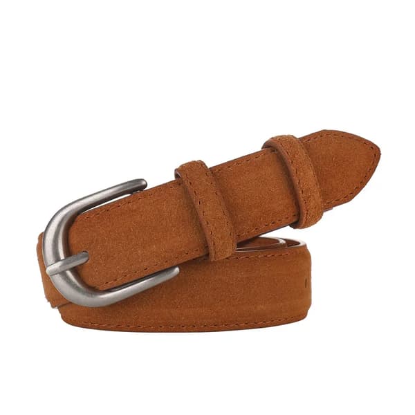 Läderbälte, Dammode, Chic Guldspänne,100cm-c, brun D