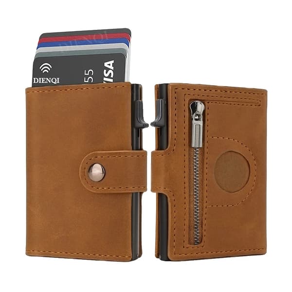 Plånbok, RFID-skydd, Kompakt design,Brun