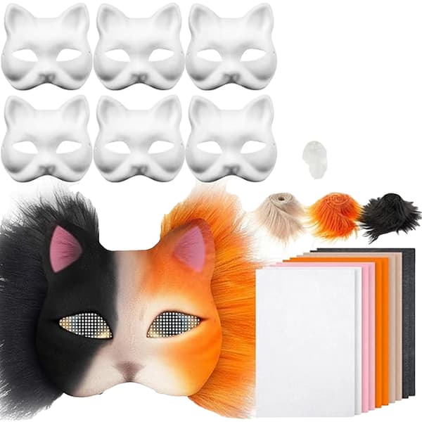 Kat Masker, DIY Håndværkssæt, Tilpasseligt Festtilbehør,B
