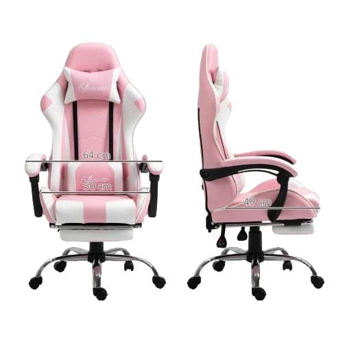 Spelstol, Ergonomisk Design, Höjdjusterbar,Rosa