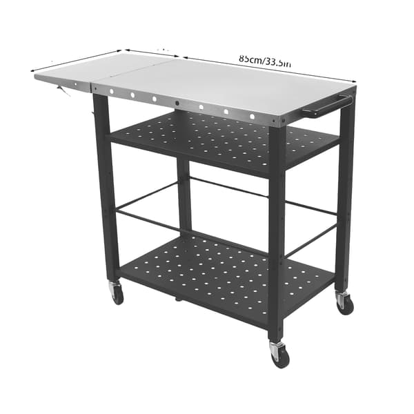 Grillvogn, 4-lags design, holdbar mobilitet,Sølv