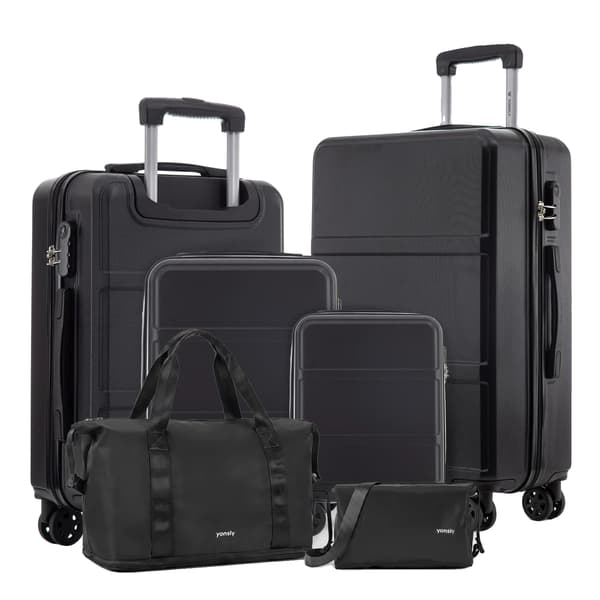 Kuffertsæt, Holdbart Materiale, Ergonomisk Design,Sort (16+20+24+28 tommer)