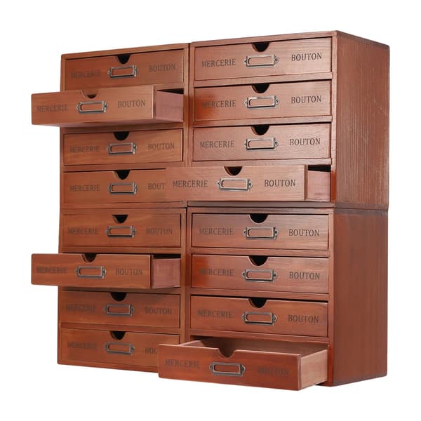 Skuffeorganisator, 16 Rum, Robust Trædesign,Brun